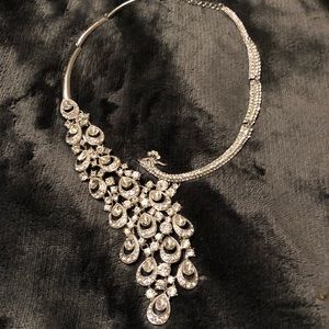 Peacock clear crystal/rhinestone necklace